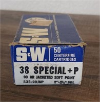 50 Rnd Box S&W 38 Spec. +P 90gr. JSP