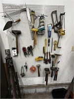 Sledgehammers, Wrenches, All Tools on Pegboard