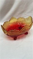 Amberina footed console bowl