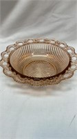 Pink depression lace edge bowl