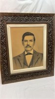 Antique two layer wood frame with photo art