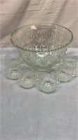 Punch bowl and six glasses