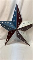 Red white and blue metal star