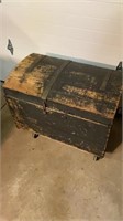 Antique immigrant wood trunk