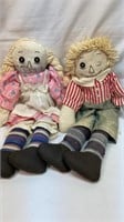 Antique handmade Raggedy Ann and Andy dolls