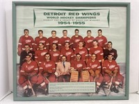 Framed team photo of the 1954-55 Detroit Red