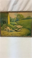 Vtg Ducks and dog print