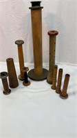 Antique sewing spindle collection
