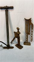 Antique Ford tire jacks and air pump