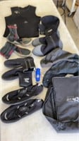 Various shoes, liners, vest and bag