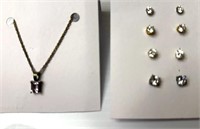 Sterling silver necklace and pendant 5.1 g, stud