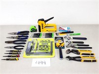 Assorted Hand Tools + Dewalt Stapler
