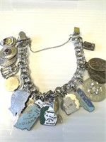 Sterling silver charm bracelet with mostly