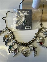 Sterling silver chain with silver birthstone