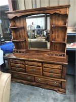 Pine Dresser with Mirror Hutch