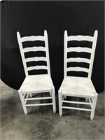 Matching Rush Bottom Chairs Painted White