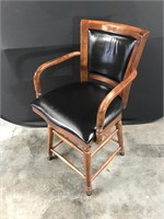 Mahogany Pleather Swivel Chair with Arms