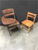 Metal & Wood School Desk and Chair