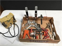 Collection of Bench Grinder and Clamps