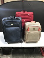 3 Cloth Covered Structured Suitcases