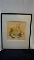 Framed & Matted Picture Bathtub & Flowers