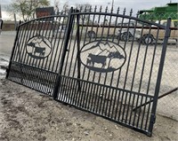 Custom Black Wrought Iron 14' Gate(s), Cow