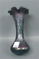 Czech Bohemian Black Amethyst Art Glass Vase