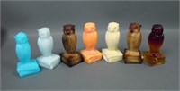 Seven Marked  Degenhart Owl on Book Figurines