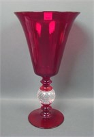 Pairpoint Red Control Bubble Large Chalice Vase