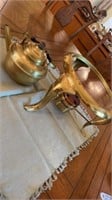 Copper and brass chafing set buffet, Brass teapot