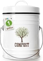 1.0 Gallon Kitchen Compost Bin  Countertop - White