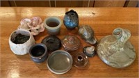 Misc Pottery Pieces Lids Cups Snail Vase