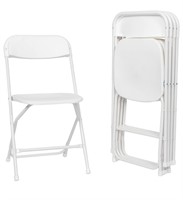 5pk Henf White Plastic Folding Chairs  350lb