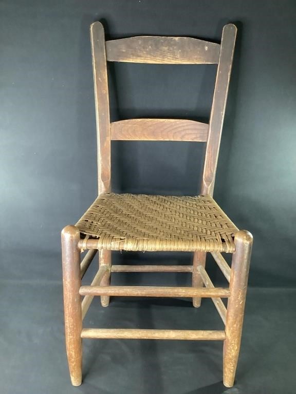 Vintage Ladder Back Chair with Web Seat