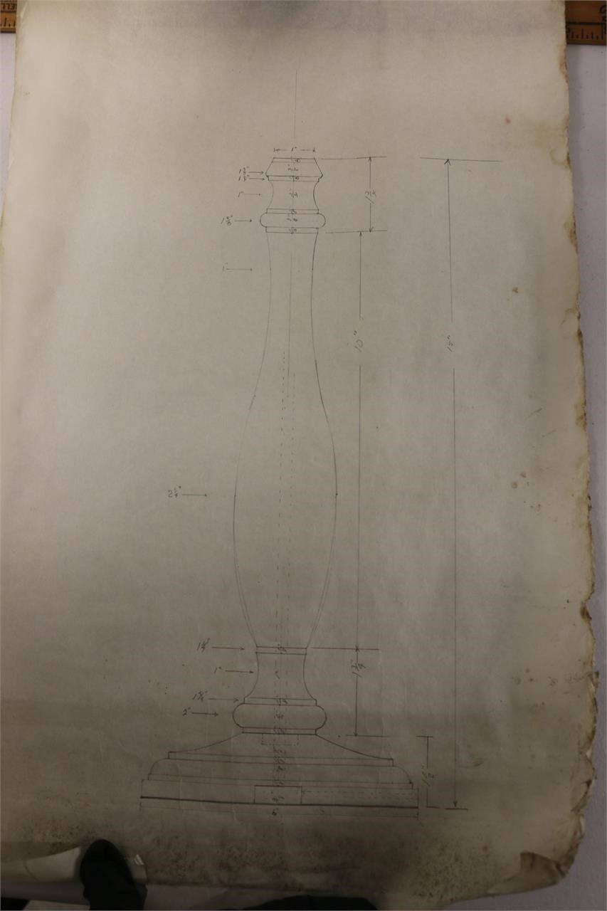 Original Drawing w/ Measurements for Lamp Base