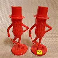 Lot of 2 Red Mr. Peanut Banks, Made in USA