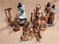 Lot of Resin & Ceramic Native American Statues &