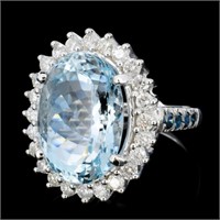 8ct Aquamarine & 1.25ctw Diam Ring in 14K Gold