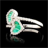 0.81ct Emerald & 0.51ctw Diamond Ring in 18K Gold