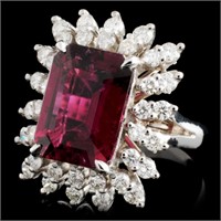 5.85ct Tourmaline & 1.40ctw Diam Ring in 14K Gold