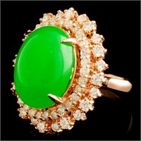 8.48ct Jade & 1.71ctw Diamond Ring, 14K Gold