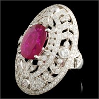 18K Gold Ruby & Diamond Ring 4.07ct & 2.51ctw