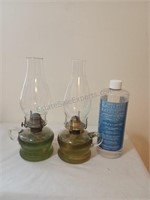 Pair of Vintage Oil Lamps & Lamp Oil
