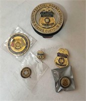 US Customs Badge and Assorted Pins