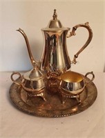 Oneida Silver Smiths Silver Plated Footed Tea Set