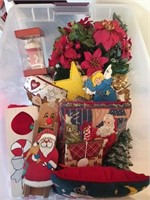 Tote of Assorted Christmas Decor