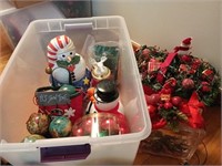 Tote of Assorted Christmas Decor