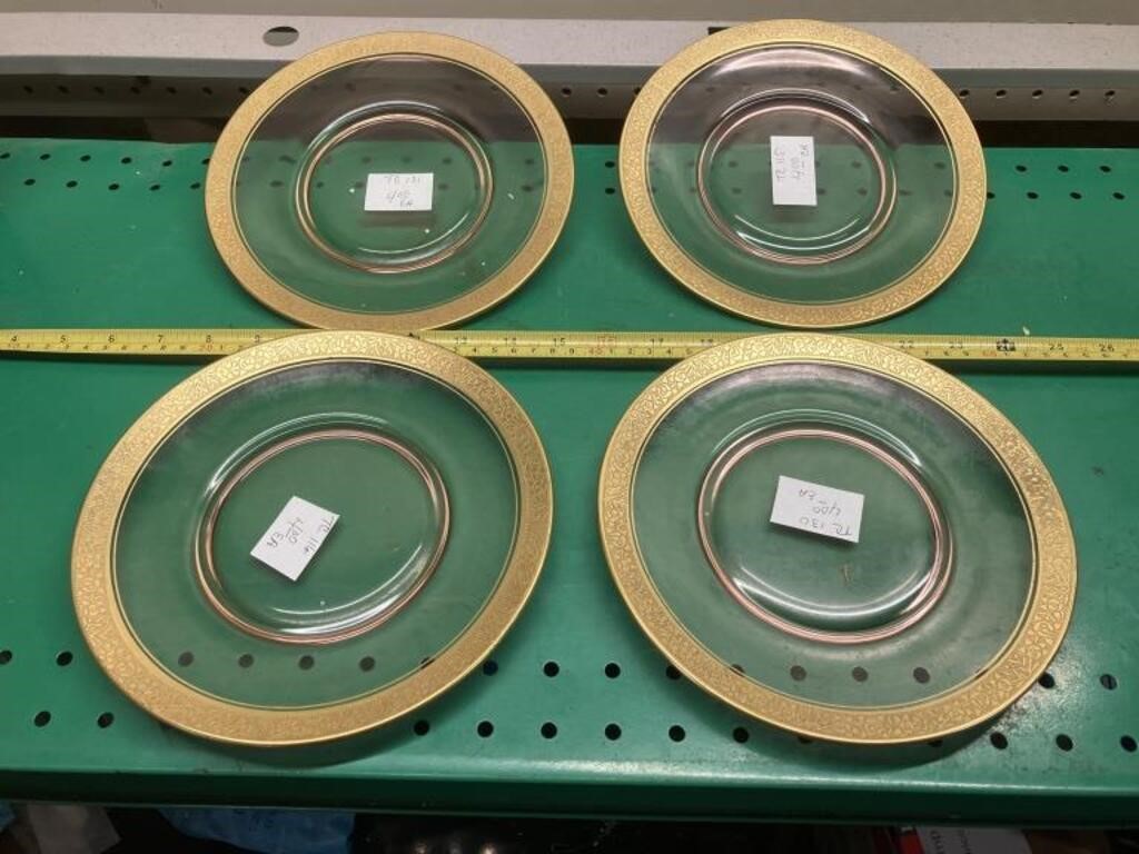 4 vintage gold trim plates