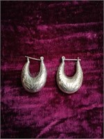 Vintage Sterling Silver Hoop Pierced Earrings