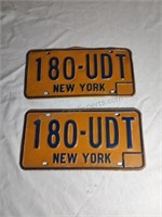 Vintage Pair of  New York License Plates